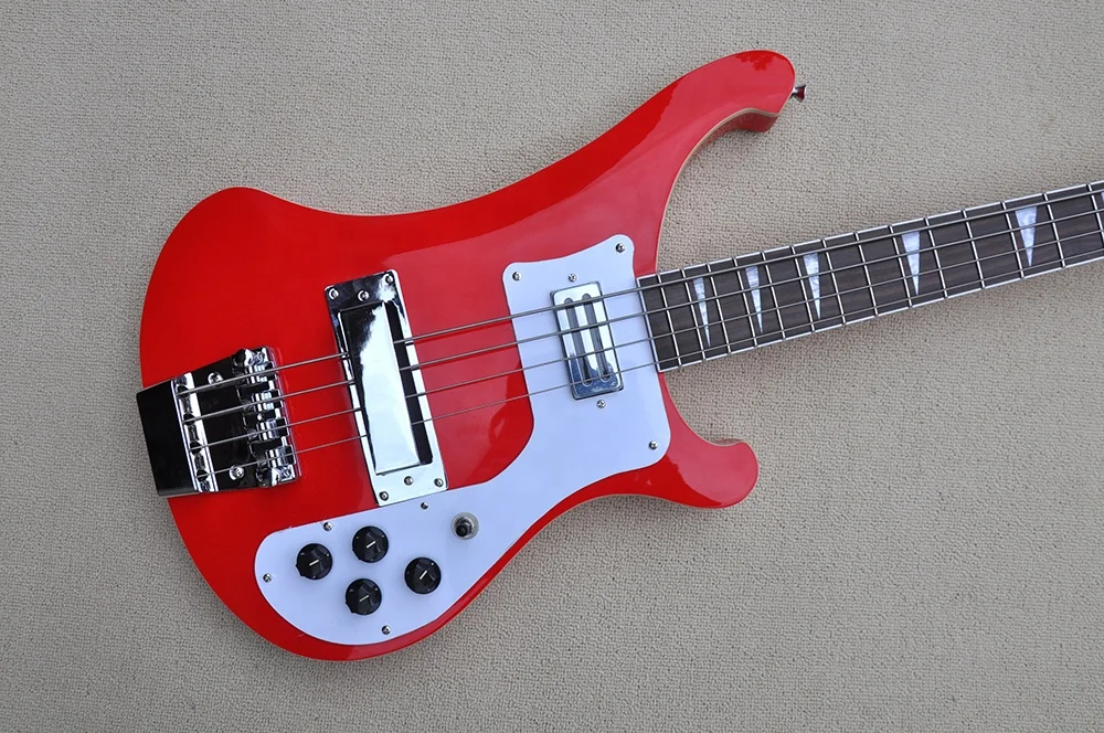 Cherry Red 4 String Electric Bass Guitar with Rosewood Fretboard