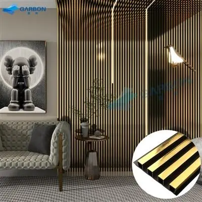 Top Quality Eco-Friendly WPC Wall Panel Bamboo Fluted Panels  golden Wallboard for Interior home decor