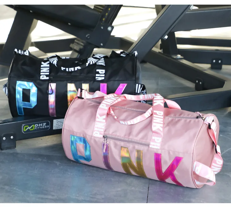 pink black duffle bolsa