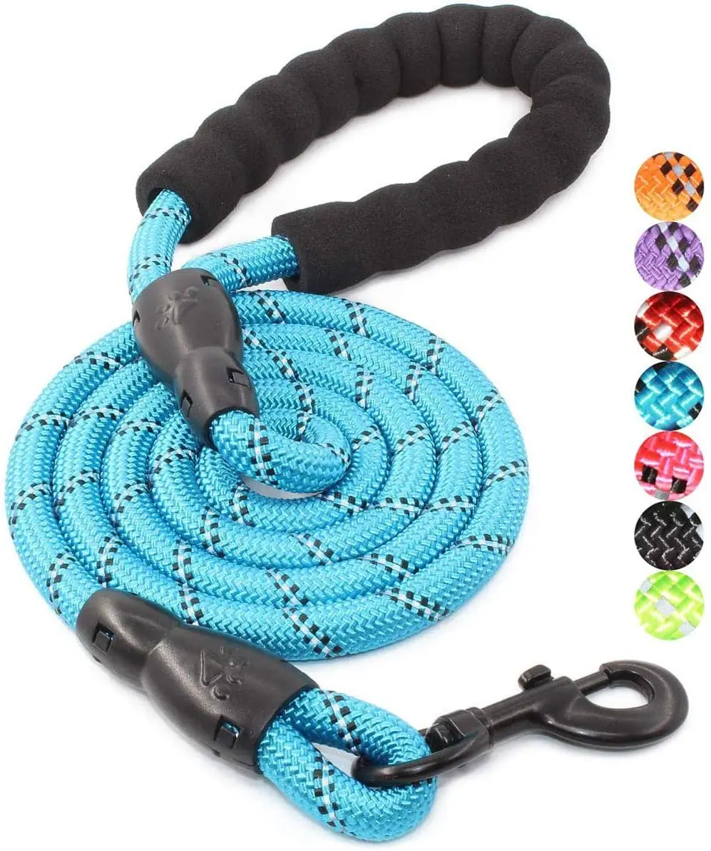 
 Upgrade Highly Reflective Threads Strong Durable Polyester Dog Leash with Comfortable Padded Handle for Medium Large Dogs  
