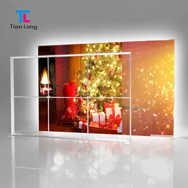 TianLang Leuchtkasten ohne Rahmen für Messesaal, Doppelseitiger Leuchtkasten mit SEG-Folie, LED-Werbung