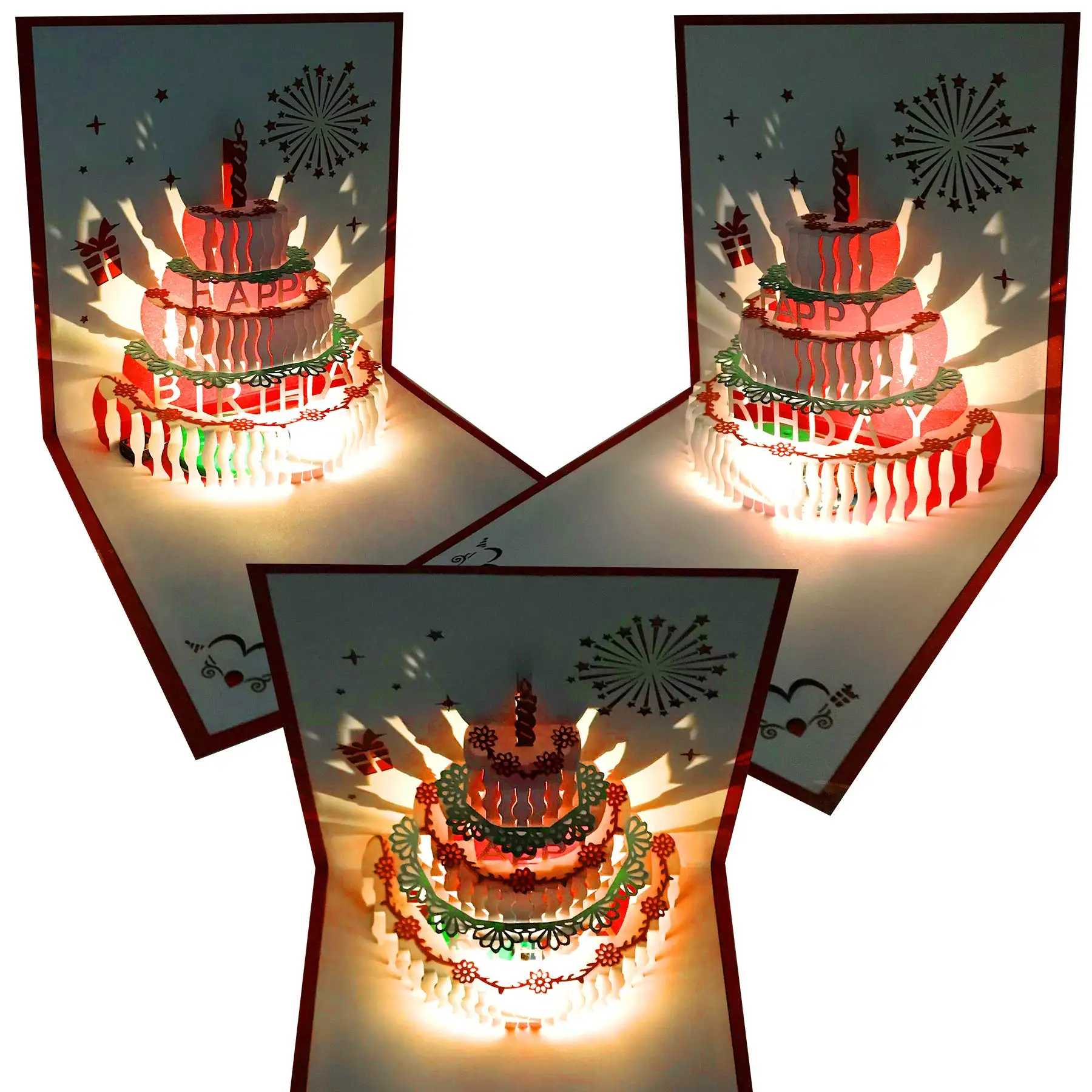 3D Pop up Birthday Card with LED Light and Music