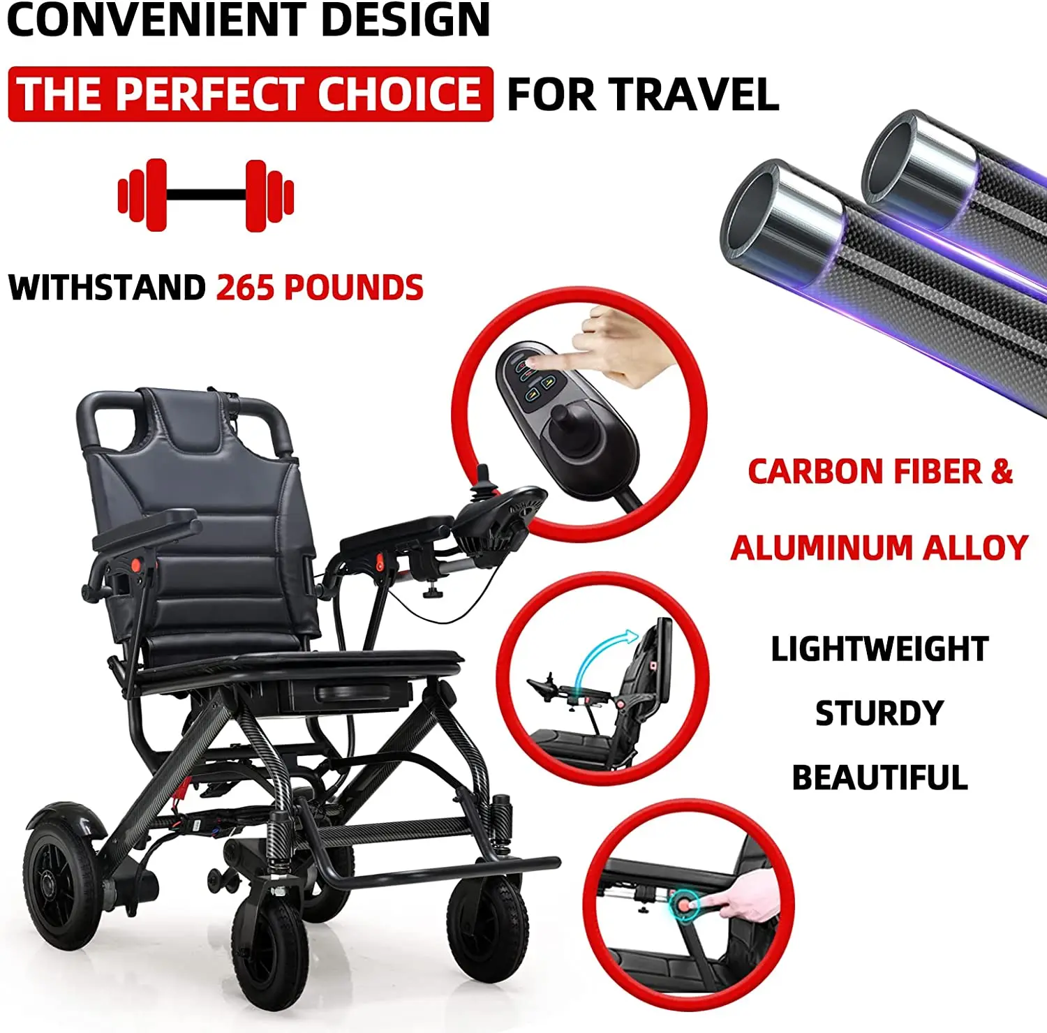 15.3kg feather Lightweight portable Aluminum Handicapped Foldable Power Electric Wheelchair easy to put in the trunk -BZ-XWEA03D manufacture