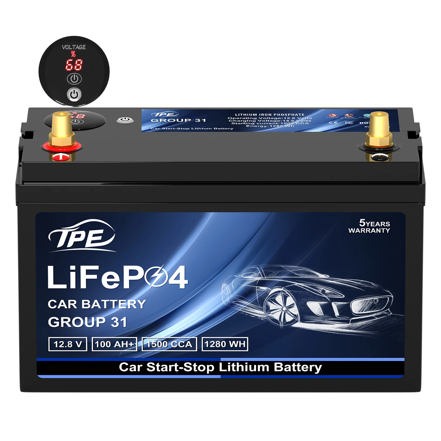 batterie lithium 12,8V 100Ah LiFePO4 pour véhicule automobile Start-Stop Cycle de vie long et sûr Certifiée | Batteries pour voitures en gros d'usine