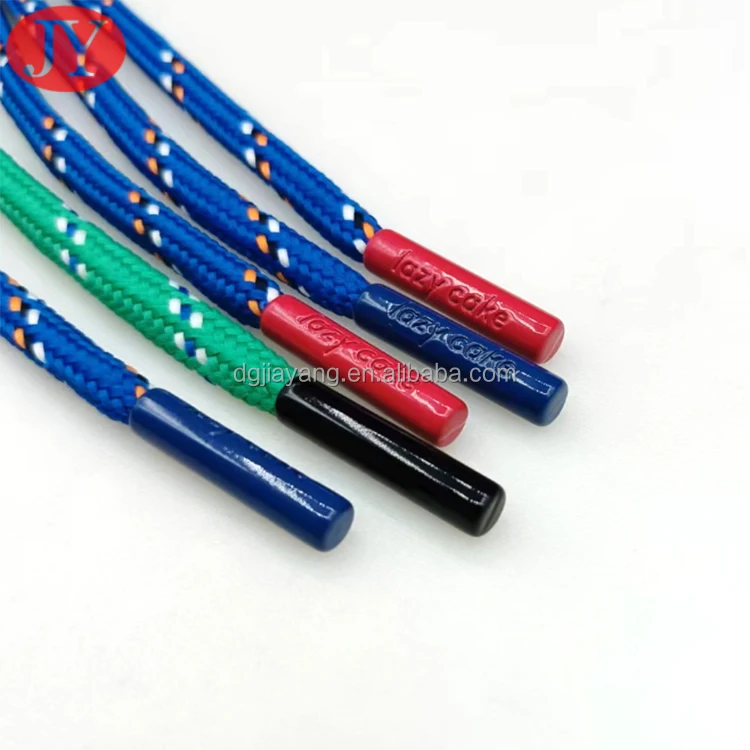 Custom Polyester Rope With Metal Aglet Tipping Packing Gift Drawstring Cord Ends Shoelace Aglet logo Metal Tip