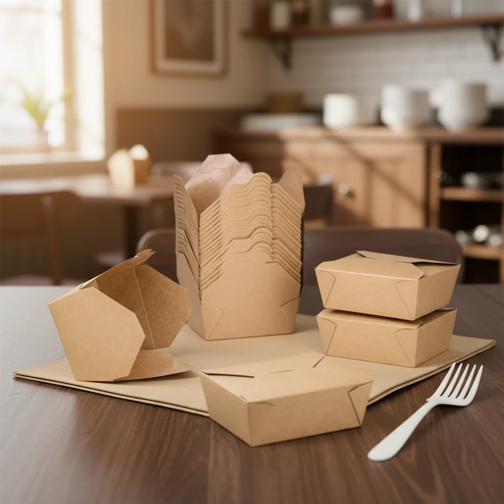 Eco Friendly Biodegradable Bento Paper Lunch Box Thickened Kraft Leak Proof Microwavable Disposable Food Container