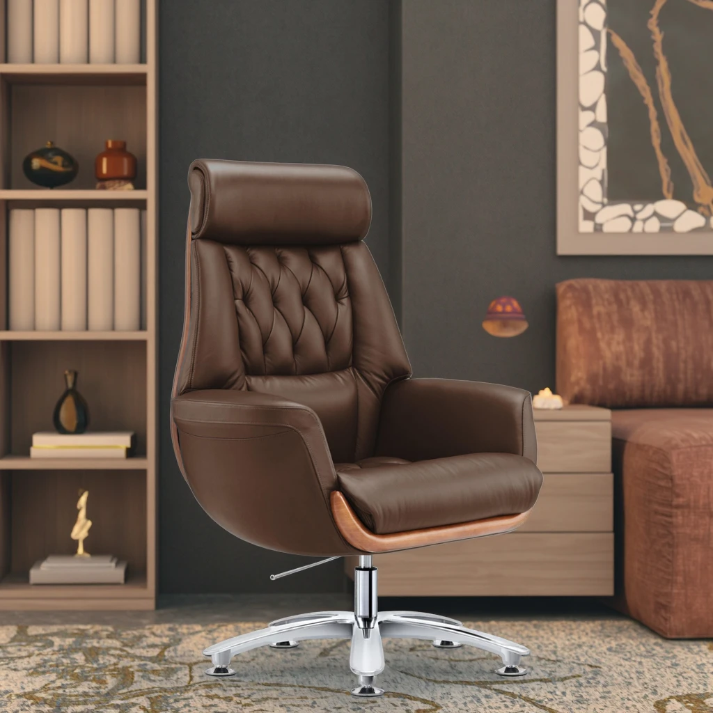Luxury Modern Leather Executive Office Throne Chair with Adjustable Height Heavy Duty Steel Base Multi-Function Features 3