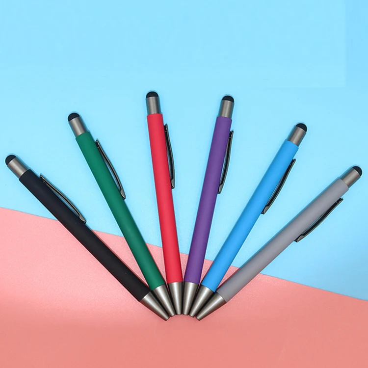Promotion Soft Touch Pen With Stylus Metal Ballpoint Pen Customized
