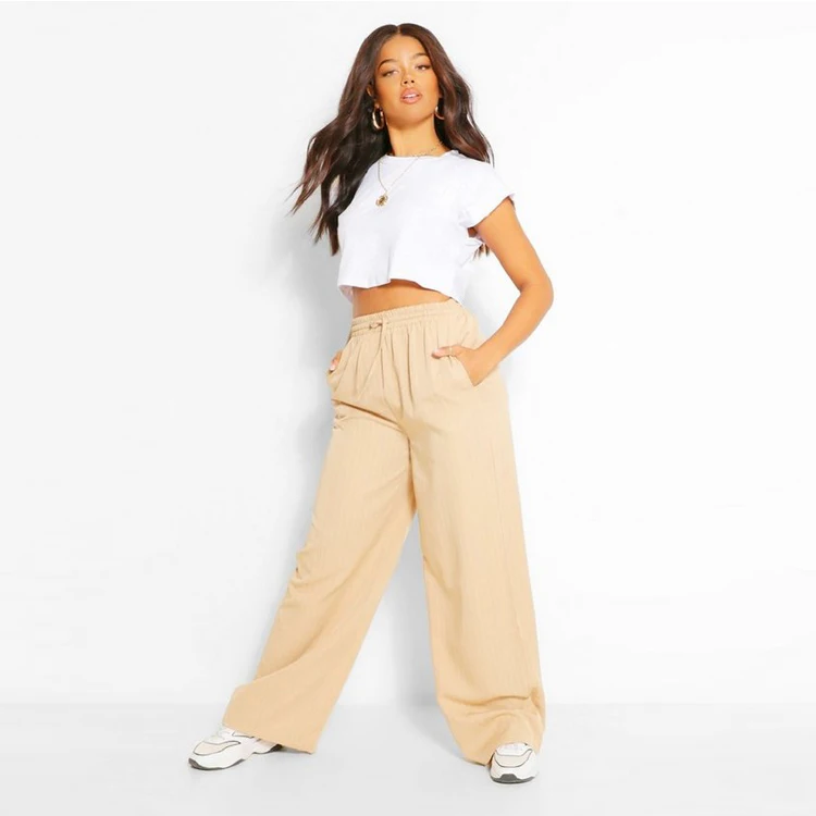 Pantalones Relajados De Cintura Con Lazo Para Mujer,2020 - Buy Pantalones  Deportivos Ligeros De Algodón Para Mujer,Pantalones Negros De Cintura Alta, Pantalones Holgados Para Mujer Product on Alibaba.com