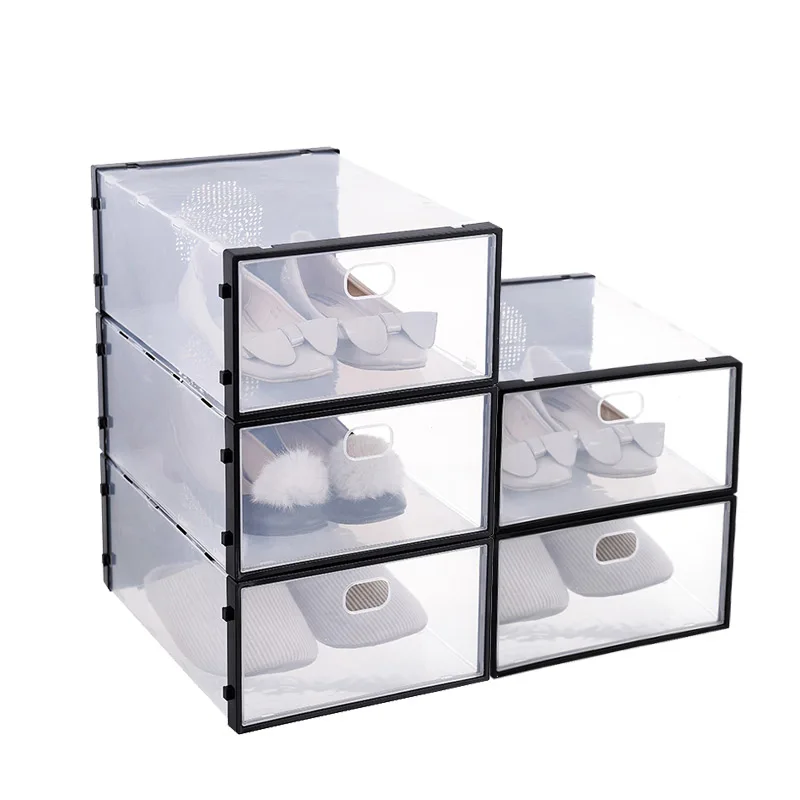 2020 NEW Type Clear Shoe Storage Box Packaging PP Plastic Lady Men Size Shoe Boxes With Plastic Window