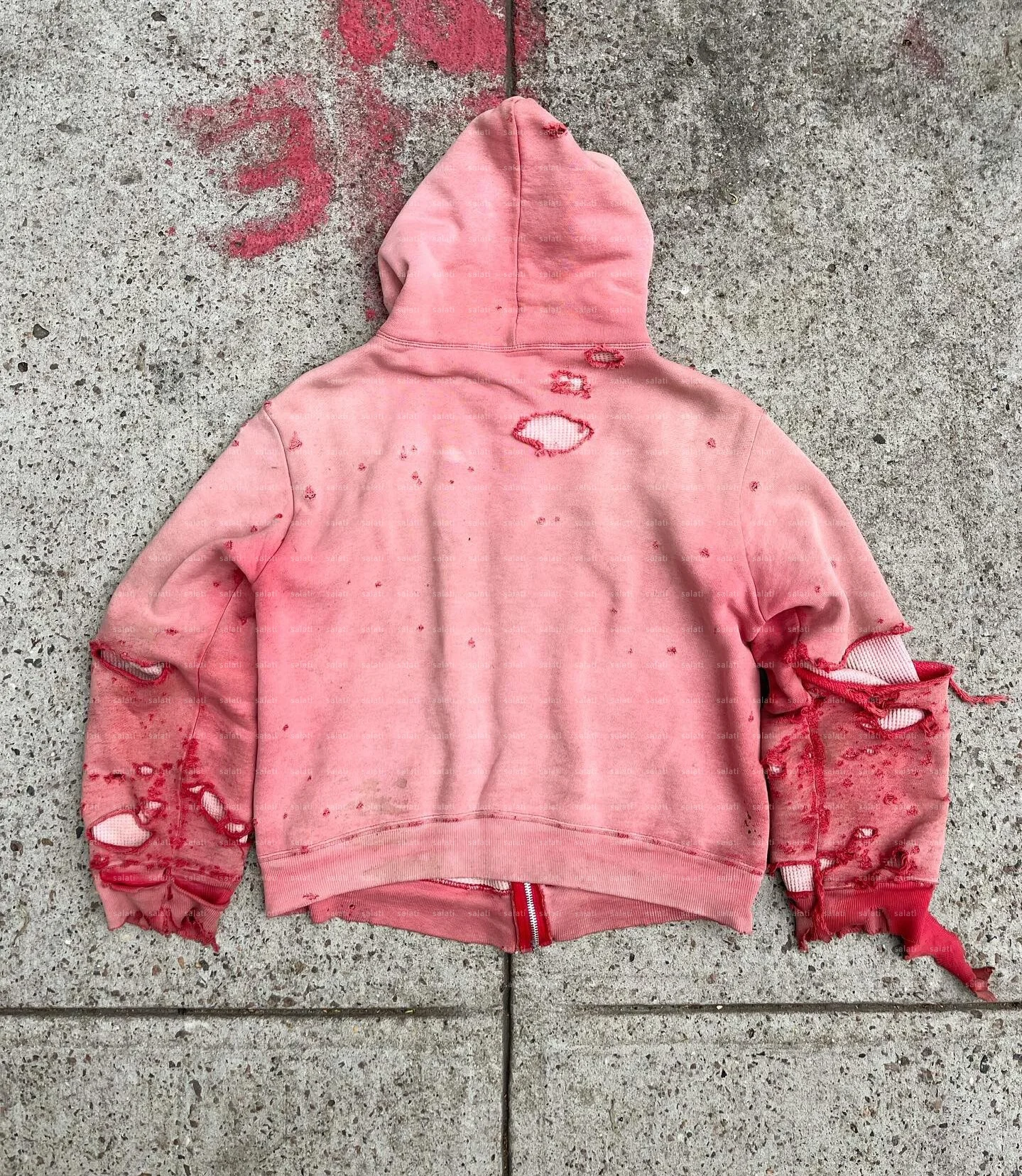 Y2K Hoodie Manufacture Custom Street Waffle Line Cotton Sun Faded Vintage Zip up Double Layer Acid Wash Unisex Hoddie Hoodie Men gallery 2