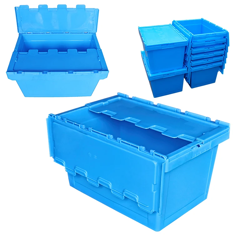 Große blaue oder graue Plastik behälter stapelbare und versch achtel bare Plastik kisten mit Deckel| Alibaba.com
