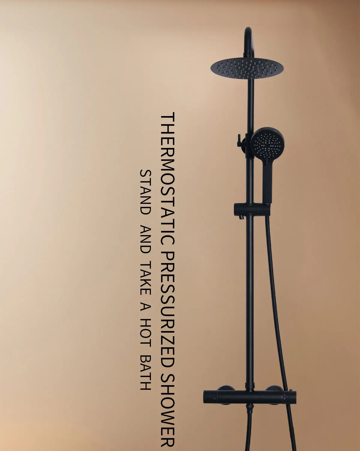 Modern Brass Round Dual Function Bar Valve Shower System - Black manufacture