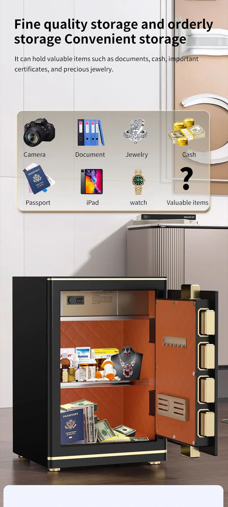 CEQSAFE TUYA APP WIFI Biometric Fingerprint Digital Safe Box Heavy Security Steel Money Electronic Safes for Home Office Hotel supplier