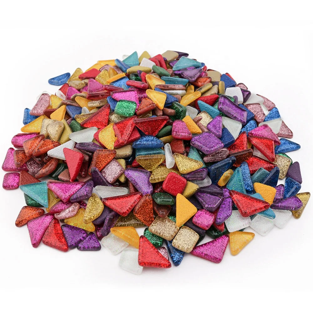 Wholesale Mixed Colorful Bulk Irregular Broken Glitter Crystal Art Mosaic Craft Glass Tile