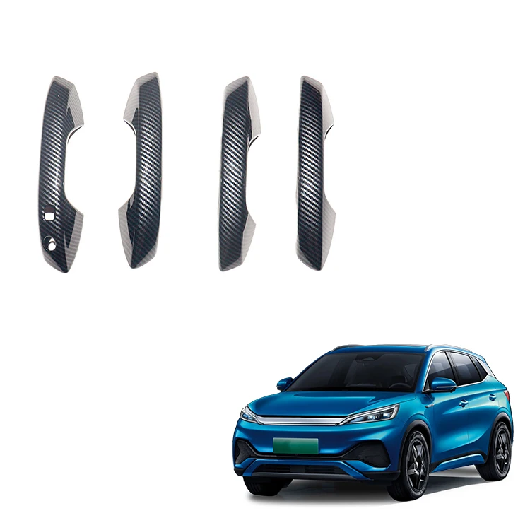 Outer Door Cover 3M Tape Stick ABS Imitate Carbon Normal Black Car Exterior Accessories For BYD Atto 3 Yuan Plus