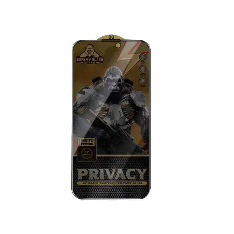 High Quality Black King Kong Anti Spy Privacy Phone Screen Protector for IPhone 16 Pro Max 15 14 13 12 Tempered Glass Phone Film