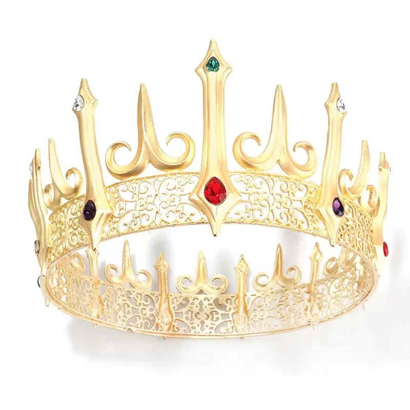 Высококачественные роскошные винтажные женские свадебные полные круглые короны со стразами король и королева хрустальные металлические