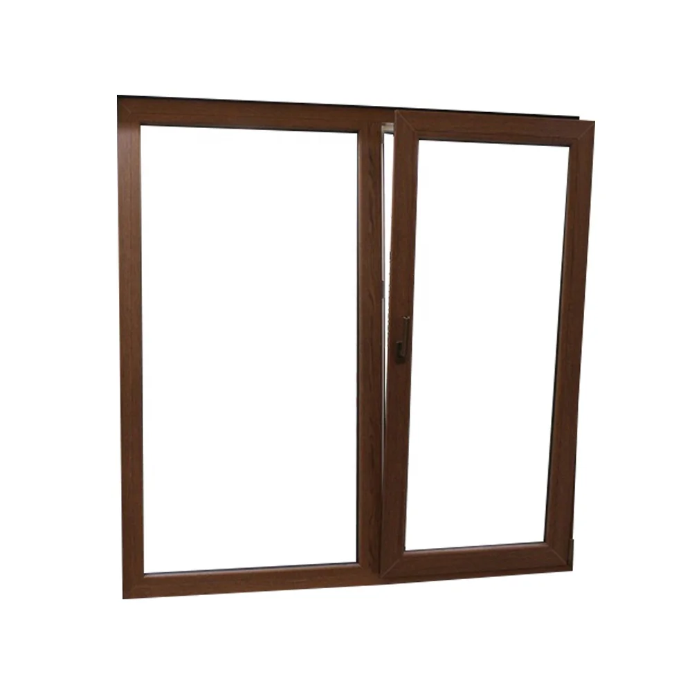 Custom Wood grain UPVC profile window triple glazed  PVC casement windows arch fixed window details