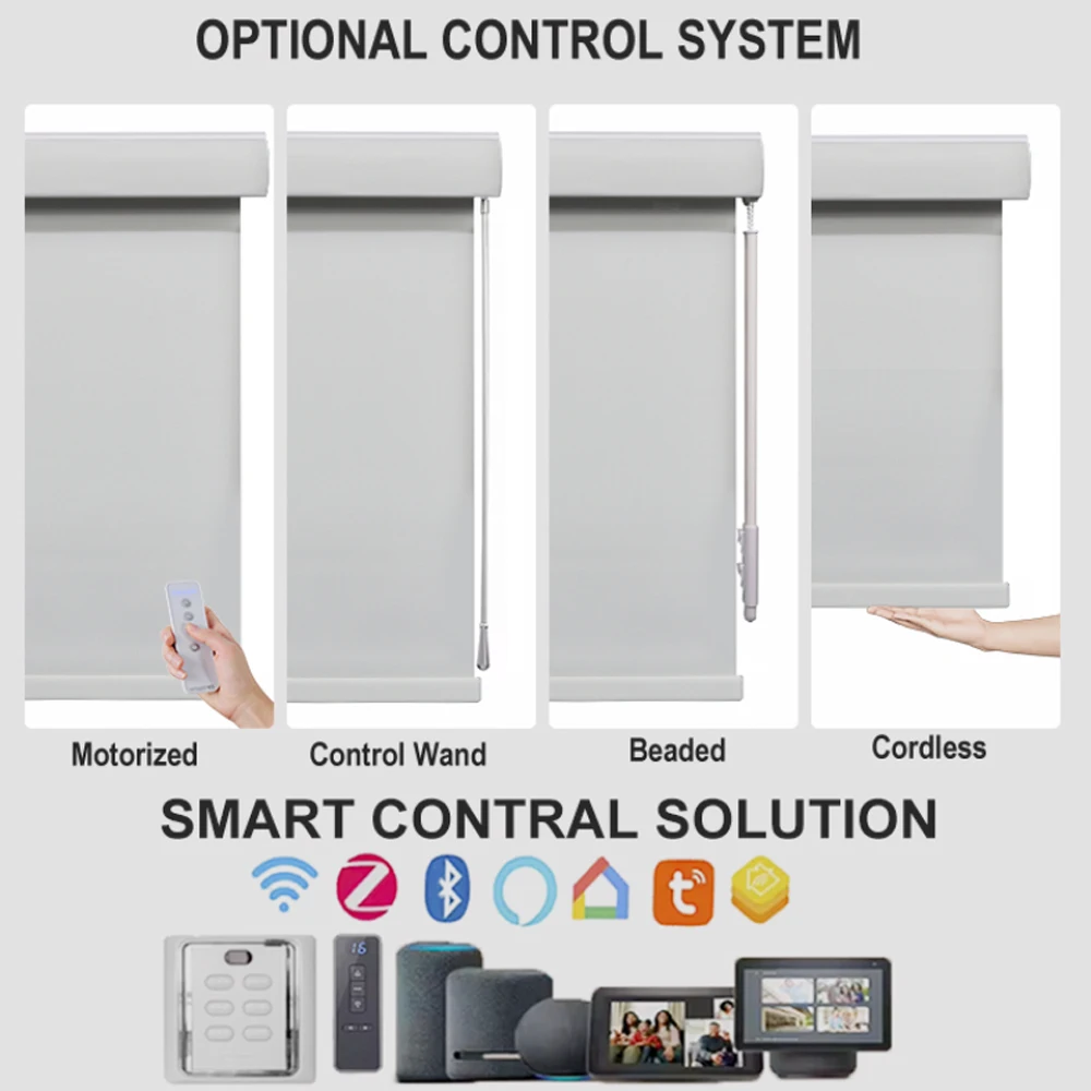 Hande Custom Remote Control Spring Smart Tuya Automatic Motorised Sunscreen Electric Wifi Pvc Roller Roller Blinds  for Window