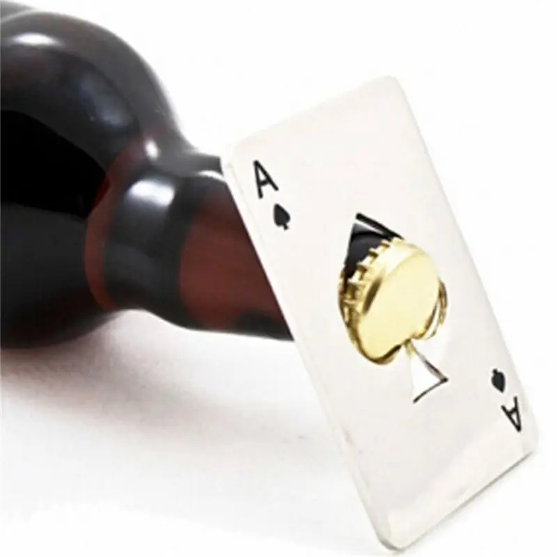 TENDUAGEN Poker Décapsuleur en acier inoxydable AS de pique carte de crédit Taille Bouteille de bière Opener 