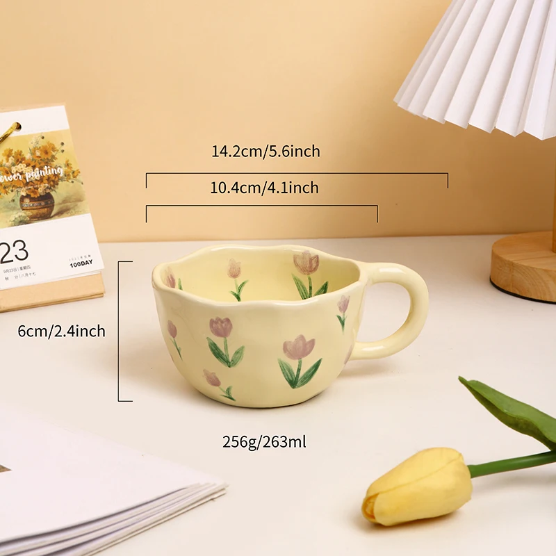 Nordic Customization Ins Mug Coffee Mug  Yellow Flower Coffee Ceramic Porcelain Cup Mug Set supplier