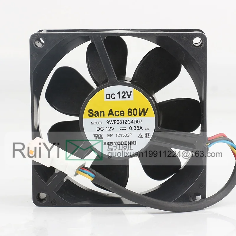 Sanyo 9WP0812G4D07 Cooling Fan - 12V DC, 4500 RPM, 52.97CFM