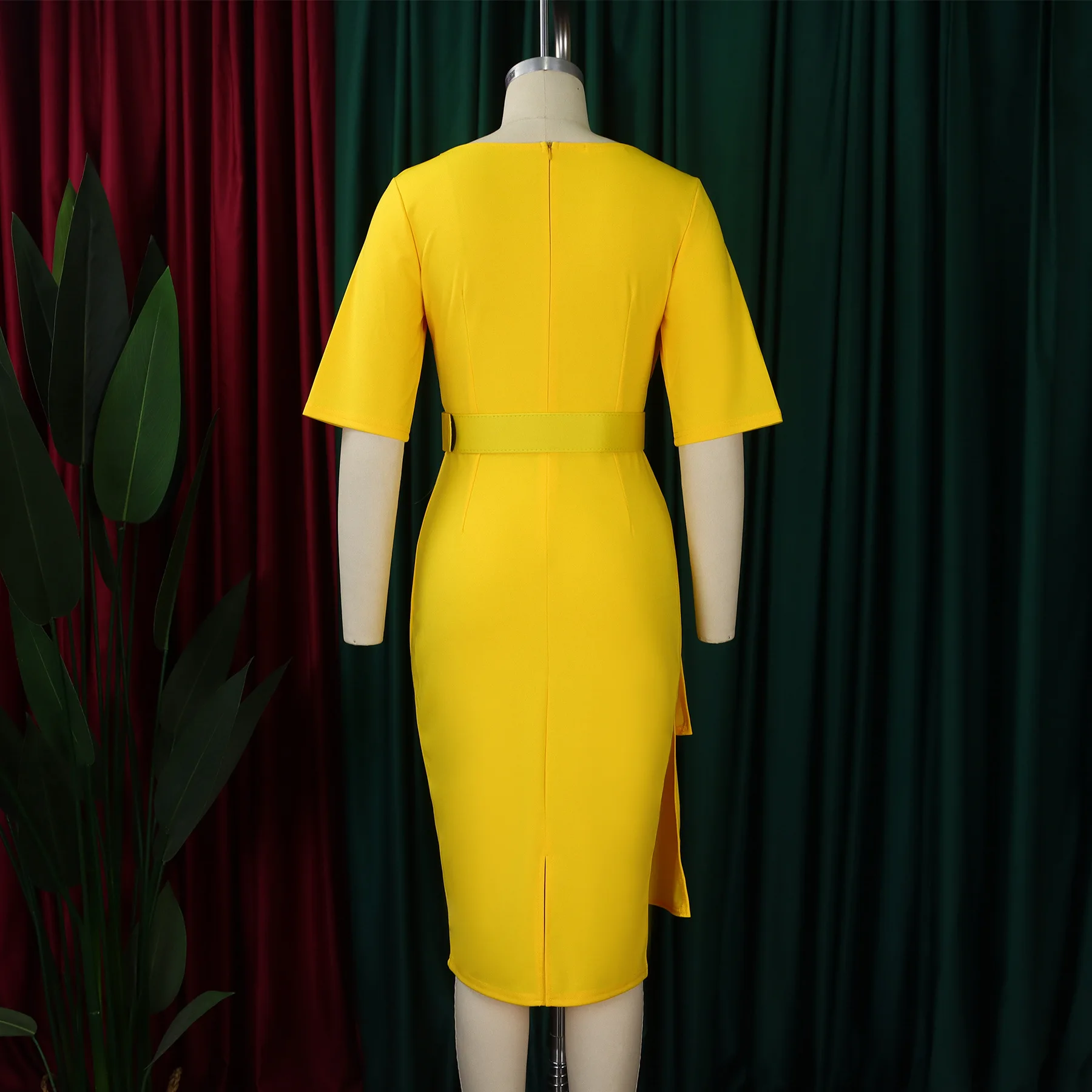 New Elegant Fashion Office Lady Long Sleeve Solid Color Women's Party Dress Classy Prom Dress Y5628 main image 1