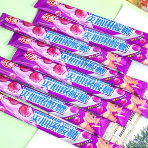 Acidic Fruity Flavored Sandwich Fruit Gummy Snacks Grape Decorated Candy for Children Convenient Store Wholesale for Casual Use