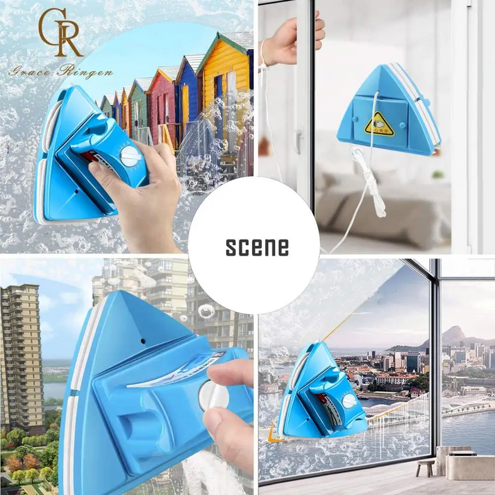 Double-sided Faced Window Cleaner Glass Wiper Magnetic Cleaning Tools 5-Gears Adjustable Magnetic Glider Washing Brush Tools