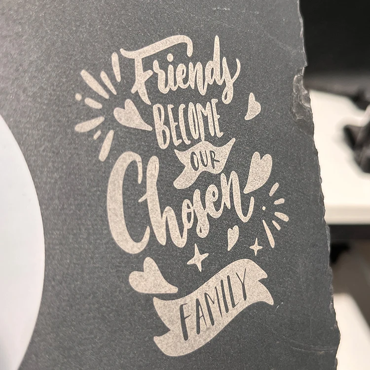 Custom Shape Engraveable Cutting Slate Board Laser Engraving Blanks Black Rock Slate for Engraving Gift coaster