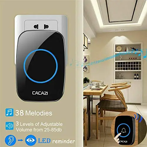 Wireless Doorbell with 1 2 3 Receivers Waterproof 60 Ringtones Chime UK EU US Plug Smart Door Bell