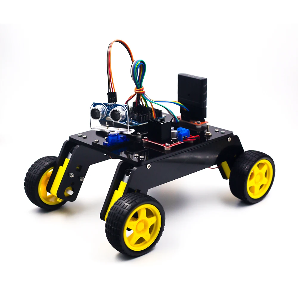 DIY Smart Robot Car Kit - 4WD Chassis with Ultrasonic Module