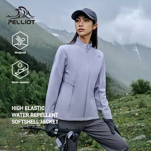 Pelliot Soft Shell Jacket Women New Outdoor Hiking and Mountaineering Clothing Stand Collar Slim Windproof Warm Hiking Jacket