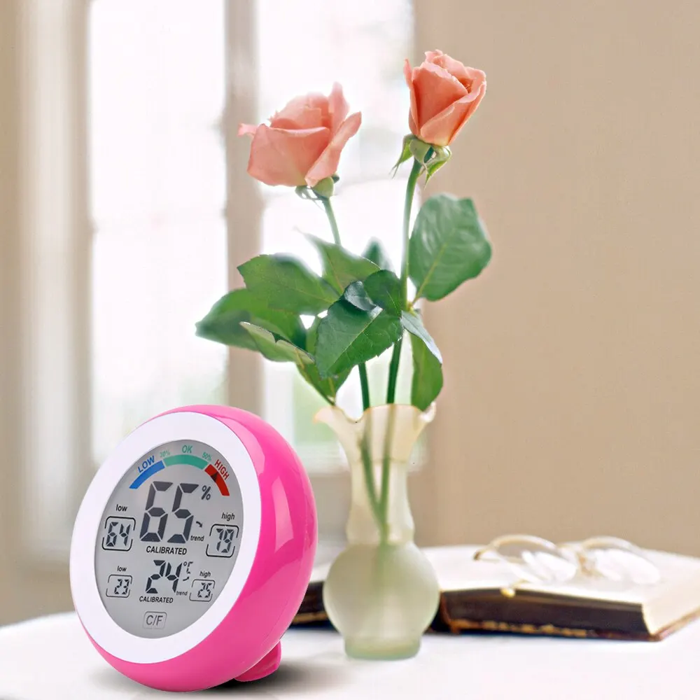Household Digital LCD Thermometer Touch Screen Temperature Meter Indoor Hygrometer