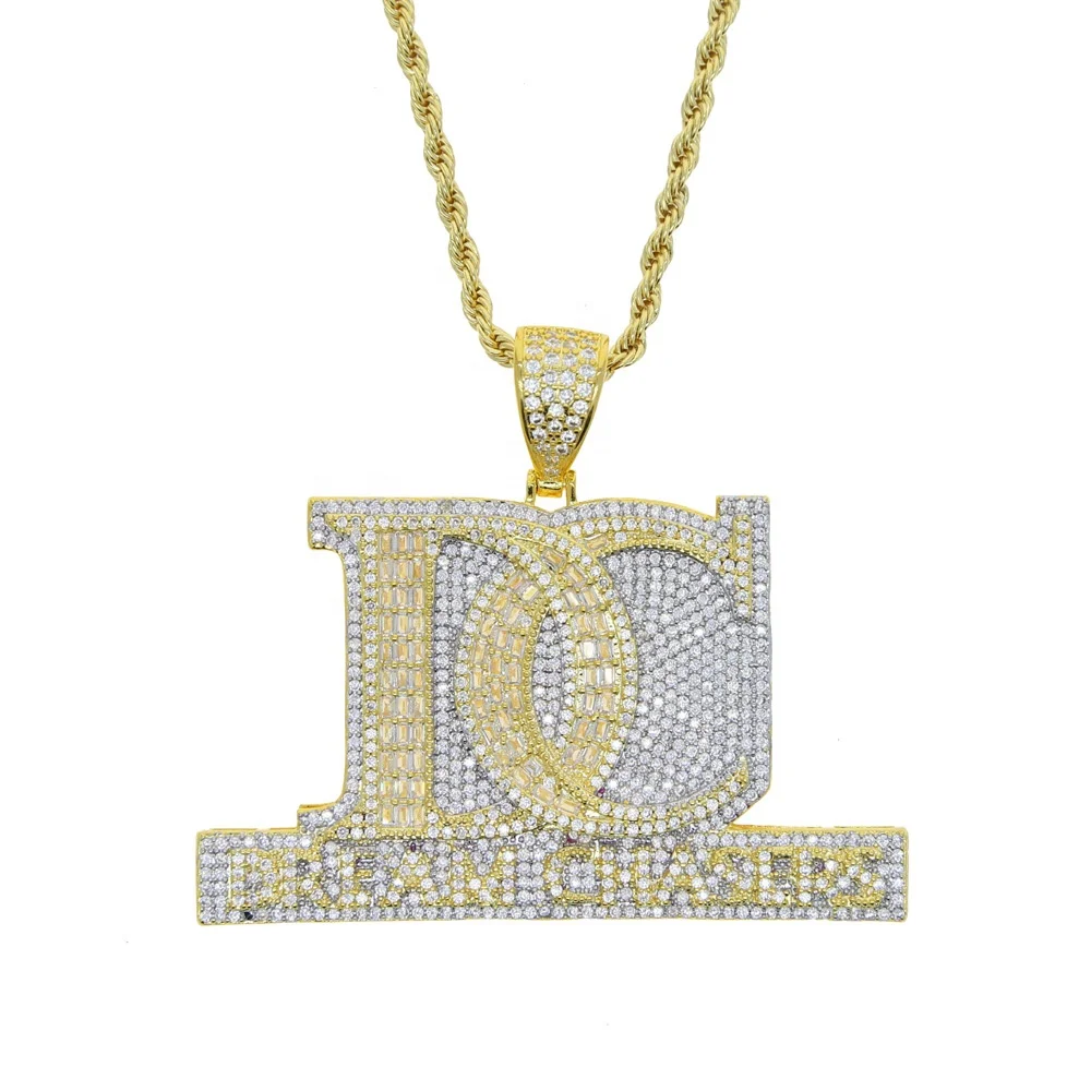 Dream Chasers Hip Hop Fashion Iced Out DC Pendant 24" Various Chain Necklace 
