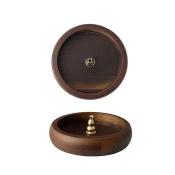 Top Quality Solid Wooden Incense Burner Mini Round Small Incense Holder
