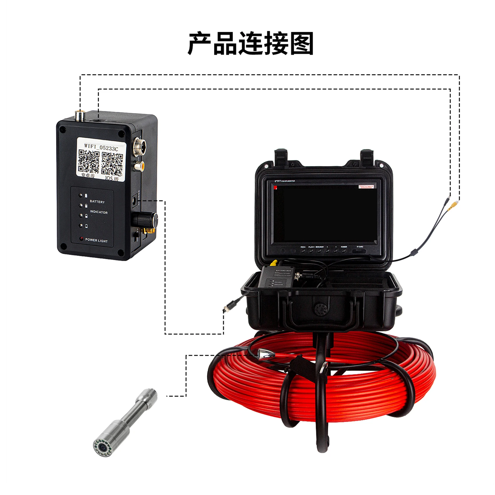Best 7MM 10-100M Cable Sewer Camera 23MM Lens Industrial Endoscope Sewer Pipe Inspection Camera System With 16GB DVR Video Recording factory