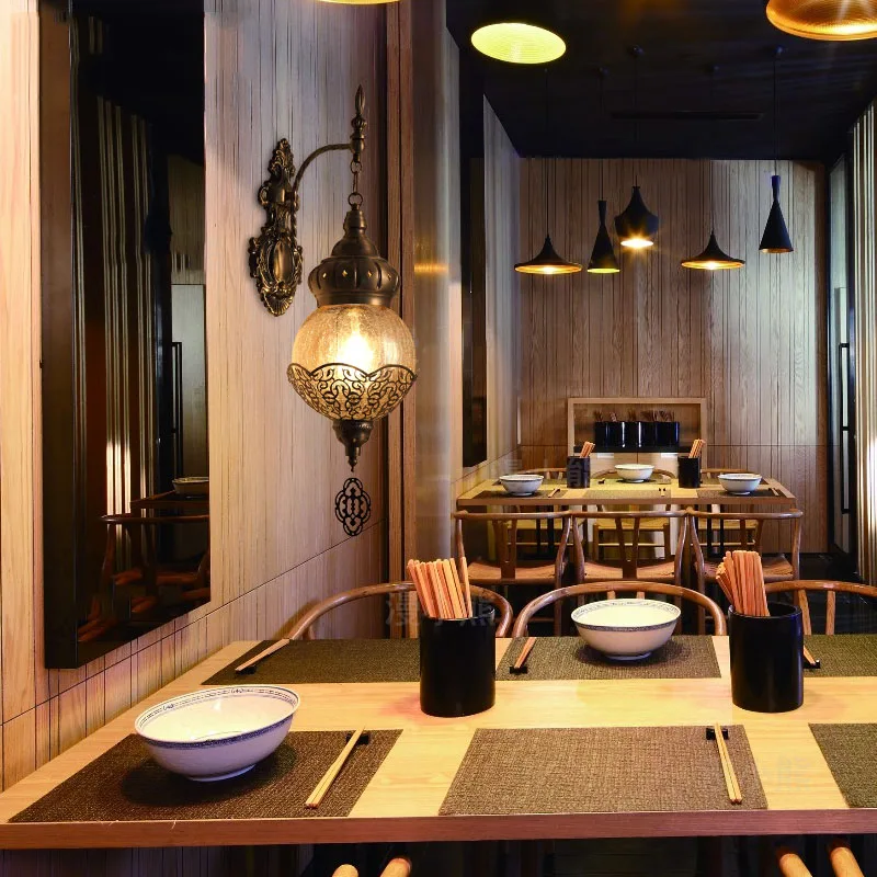 15 Вт E27 в марокканском стиле Железный настенный светильник креативный ручной работы лед треснутый стеклянный абажур светодиодный автоматический цветопередача гостиничного ресторана