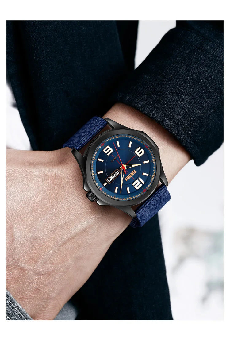 Мужские кварцевые часы с нейлоновым ремешком, 9315