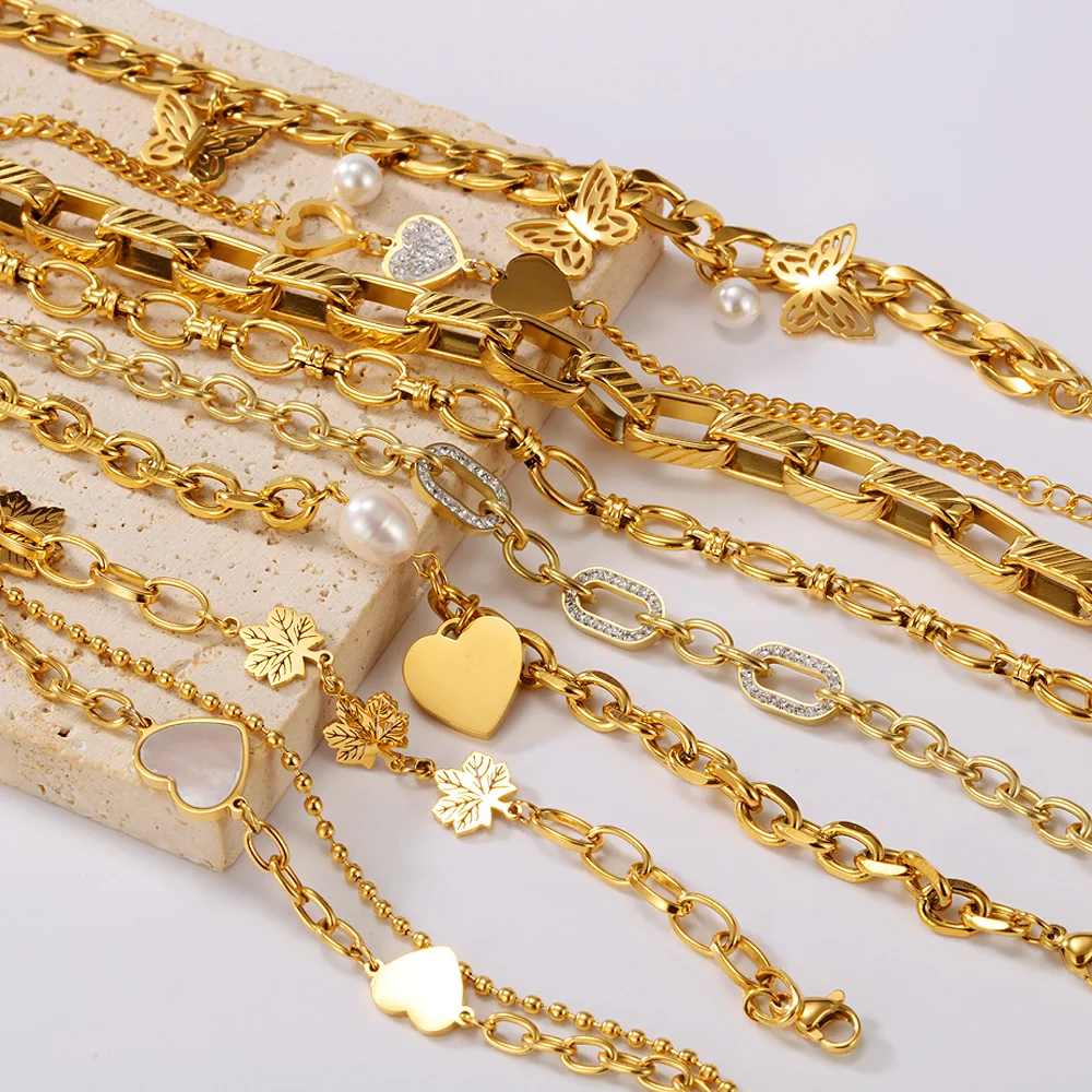 Factory Direct Stainless Steel Jewelry Fashion 18k Gold Plated Heart