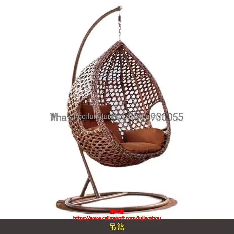 Cheap Price Indoor Outdoor Patio Rattan Wicker Hanging Egg Swing Chair With Metal Standr 333060
