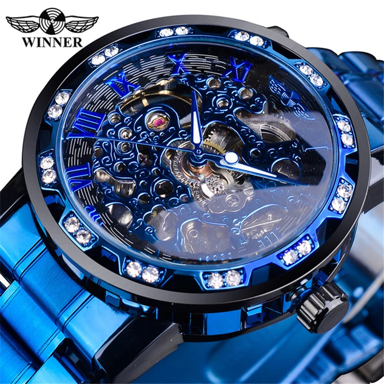 WINNER 278 Stainless Steel Skeleton Manual Mechanical Watch