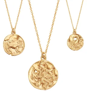 Manufacturer Stainless Steel 18k Gold Plated Zodiac Jewelry Wholesale Custom 12 Horoscope Pendant Gold Zodiac Necklace