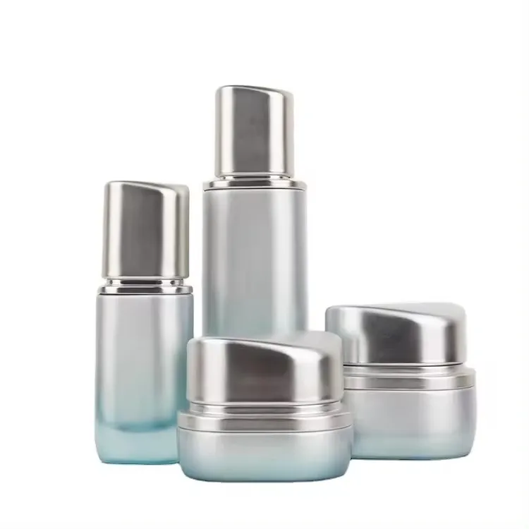 Custom glass container 30g50g40ml100ml cosmetic set lotion toner serum skincare  packaging cosmetic glass container supplier