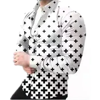 Personality 3 D digital hd printing shirts 2022 new design high Quality long sleeve Tops plus size male chic clothing