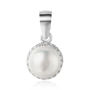 Elegant 925 Sterling Silver Jewelry Pendants 3A Cubic Zirconia Freshwater Pearl Fashion Pendant for Women