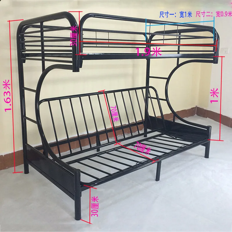 Folding Metal Bunk Bed Frame Space Saving Steel Sofa Triple Metal Sofa