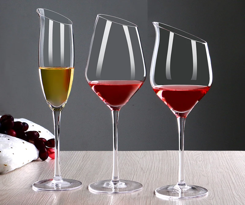 High Quality Personalised 480 ml Lead Free Crystal Glass ultra Thin Wedding Flute champagne Bulk Slanted Wine Glasses
