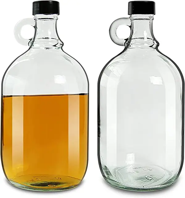 64 oz Glass Gallon Jugs with Handle and Black Plastic Lids